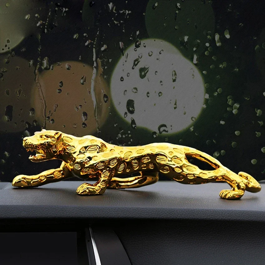 

Gold Leopard Statue Resin Modern Sculpture Animal Home Decoration Domineering Leopard Figurine Car Decoration
