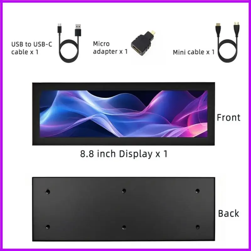 

Metal Frame 8.8inch Computer Monitor 1920x480 Perfect For PC Setups