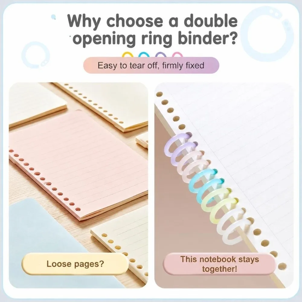 20Pcs Durable Plastic Loose Leaf Rings 15mm Macaron Color Binder Rings Detachable Book Paper Rings Clips DIY Scrapbook Journal