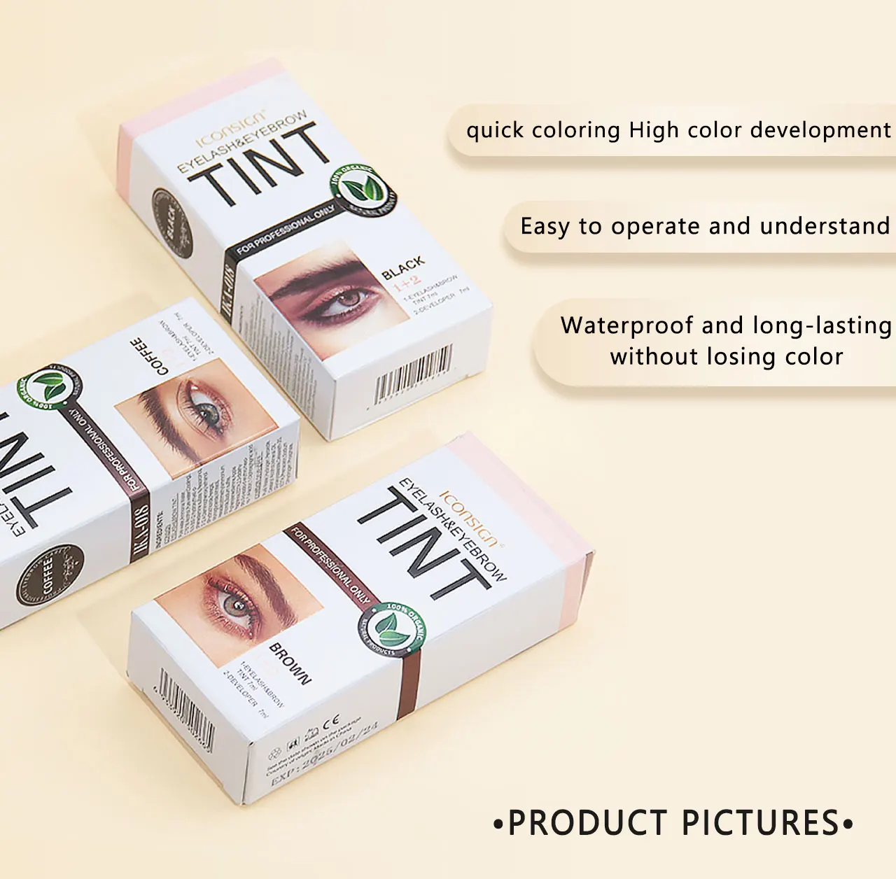 ICONSIGN Wimpern-Augenbrauen-Tönungsset, professioneller Augenbrauenfärbemittel für Frauen, Augenbrauenfärbemittel, wasserdicht, langlebig, Augen-Make-up-Tools – Detail 5