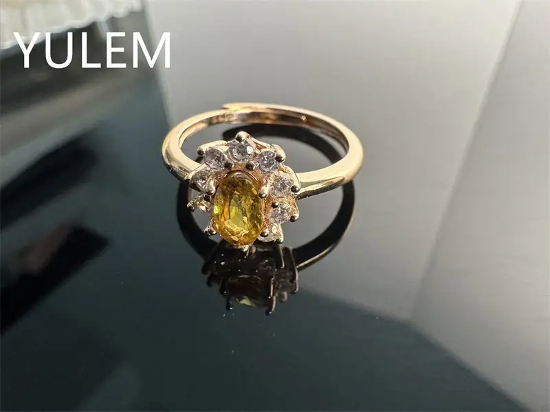 YULEM New Arrival Oval Cut Natural Yellow Sapphire 4x6mm with Silver 925 Fine Jewelry for Women Daily Wear