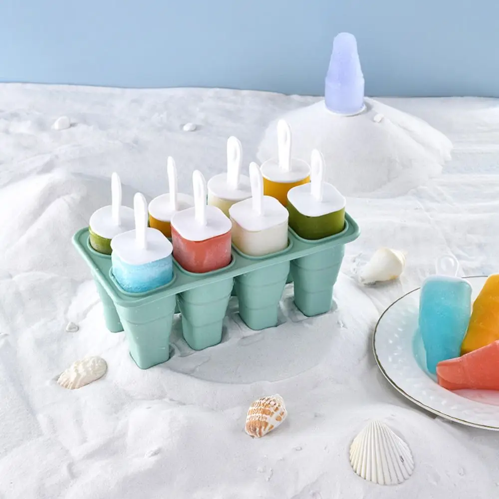 6/8 Pieces New Silicone Popsicle Molds Reusable Easy Release Ice Cream Molds Foldable BPA Free Silicone Popsicle Mould Home
