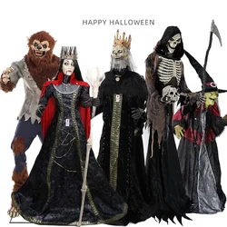 Halloween large electric skeleton induction sounding ghost witch pumpkin man haunted house horror props ornament animatronic