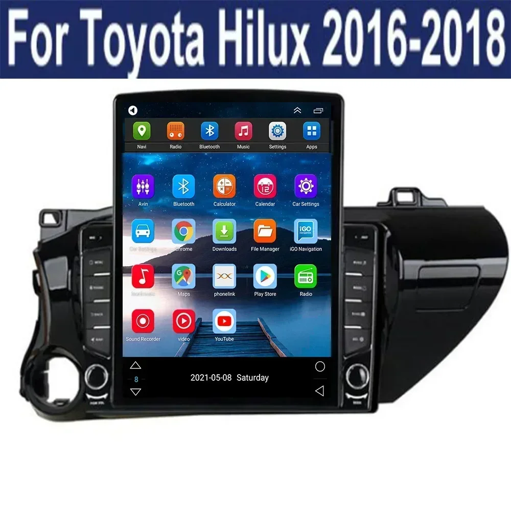 Android 13 For Toyota Hilux Pick Up 2015-2019 Tesla Style Vertical Car Radio Stereo Multimedia Player Carplay GPS Nav 8+128G