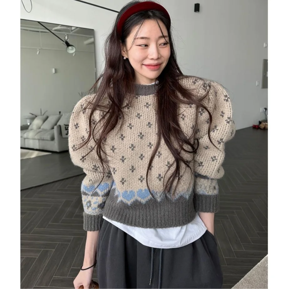 

Retro Twist Long Sve Knitted Sweater Gold Button Korean Sle Women's Faion Autumn Winter Casual Wear School Street Sle