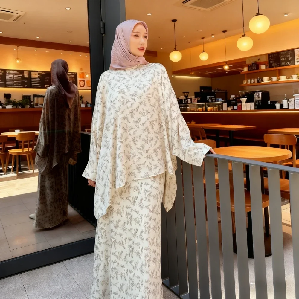 

Женский комплект из 2 предметов, вечерние блузки, юбка с принтом, мусульманские ансамбли, Дубай, Рамадан, 2025 год, мусульманский комплект одежды, женские длинные юбки, костюм