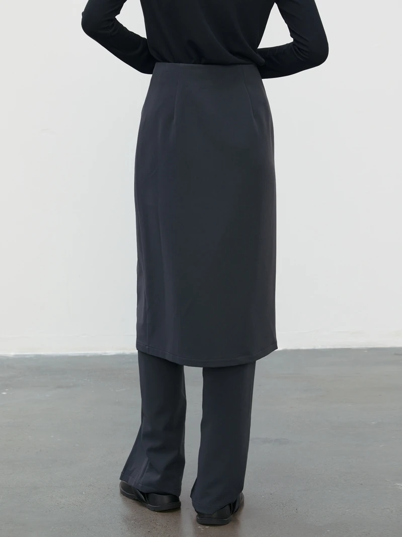 กางเกงสูทผ้าเรียบเนียน Bla Smooth ป้องกันริ้วรอย ชุดกระโปรงกางเกงผู้หญิง แบบถอดแยกได้สองชิ้น ชุดเซ็ตสองชิ้นสำหรับฤดูใบไม้ร่วง เอวสูง ทรงตรงขายาว