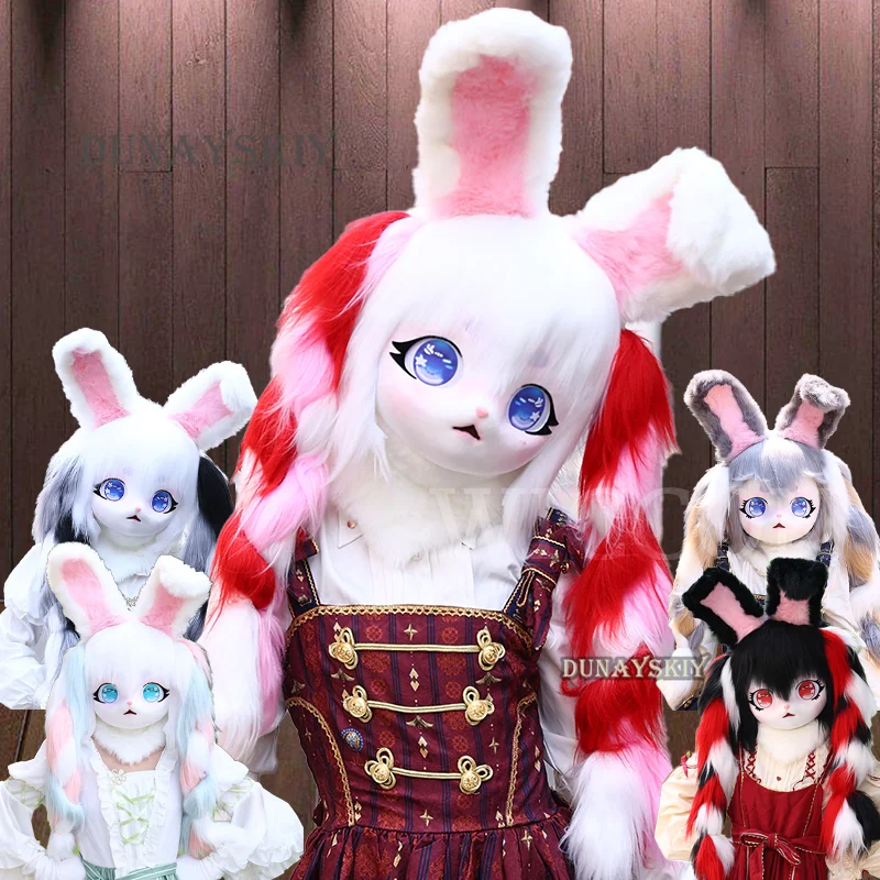 

Big Ear Fursuit Head Kigurumi Rabbit Cosplay Costume Paw Tail Comiket Headset Animal Kig Mask Furry Cosplay Costume Accessories