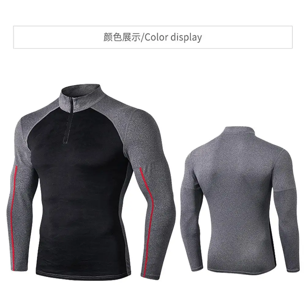 HEROBIKER Men Sport T Shirt Motorcycle Base Layers Top Tight Breathable Stand Collar Compression Fitness Running Sports Shirts