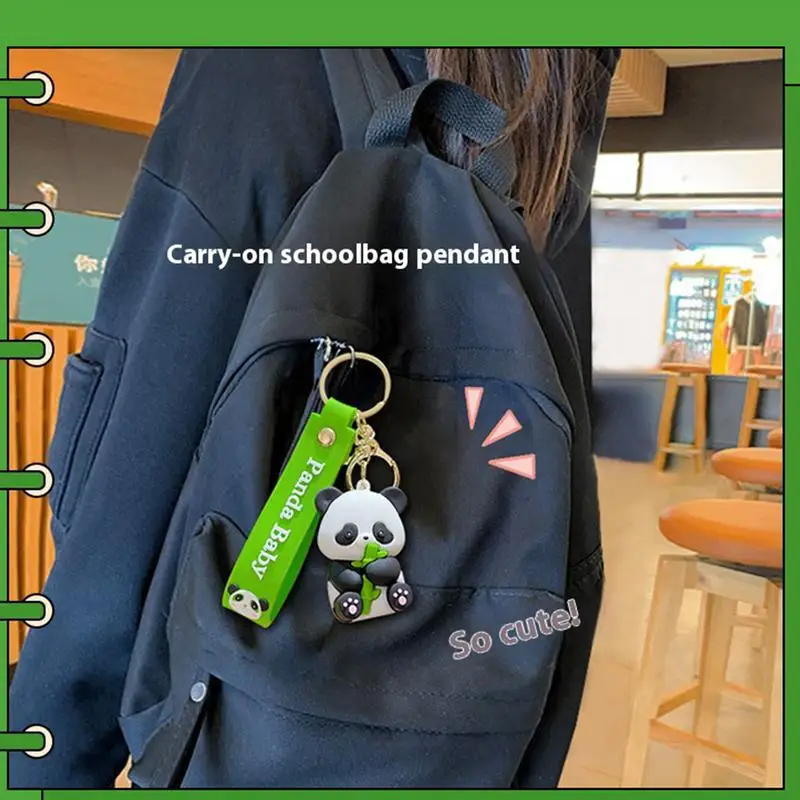 Cartoon Panda Keychain Creative Panda Pendant PVC Cartoon Keychain Cute Cartoon Panda Keychain Decoration Fashion Car Key