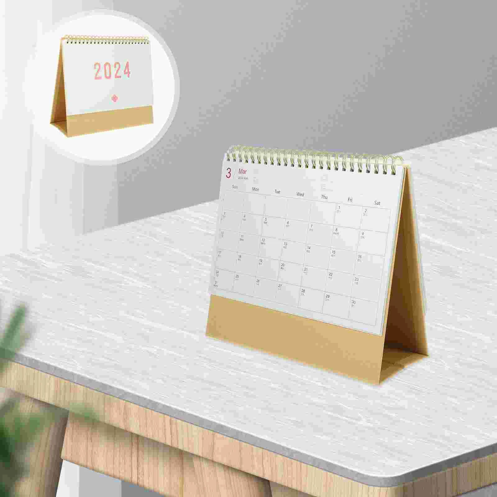 2024 Desk Calendar Creative Simple Ornaments Business Check-in Planner Medium White Daily Use Standing Table Decor Decorative