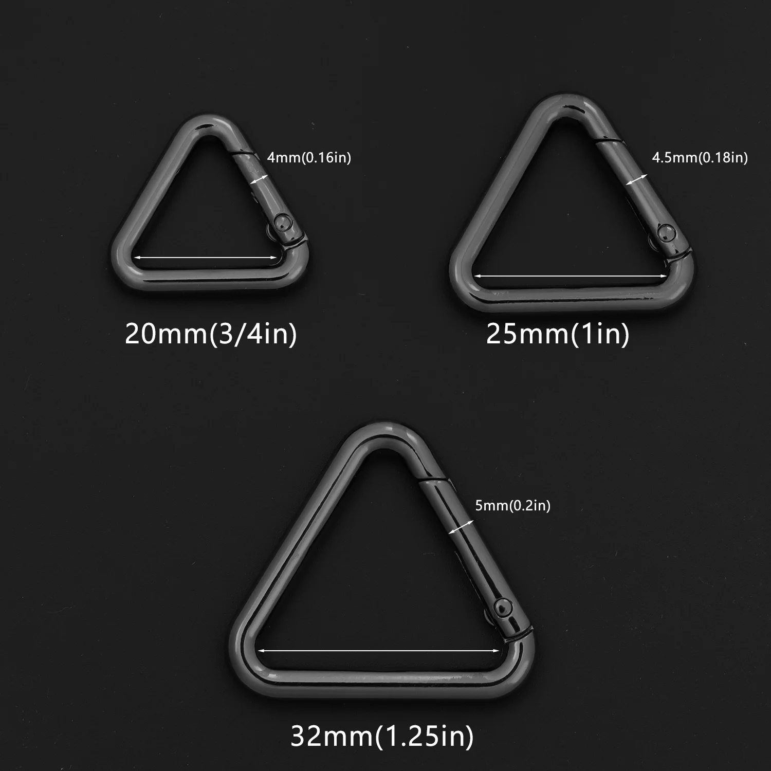 5Pcs Metal Triangle Spring Buckles Openable Ring Hook Bag Strap Belt Keyring Snap Clip Clasps DIY Accessories