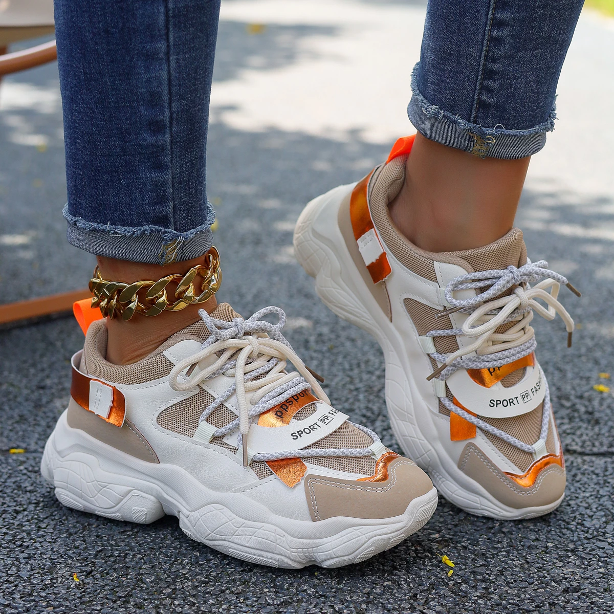 New Women's Mesh Breathable Sneakers Spring Autumn Thick Bottom Sports Shoes for Women Comfort Non Slip Vulcanize Shoes Woman