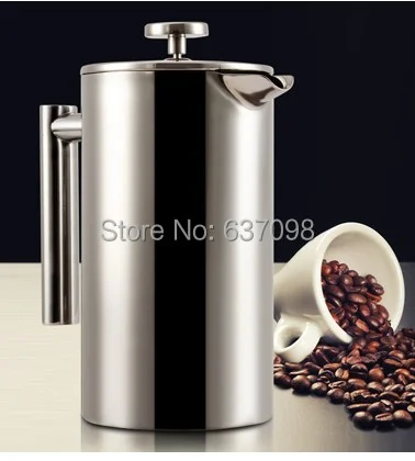 

china tomhe Double stainless steel Coffee pot tea French filtering tea pot milky tea 350ml french press coffee maker