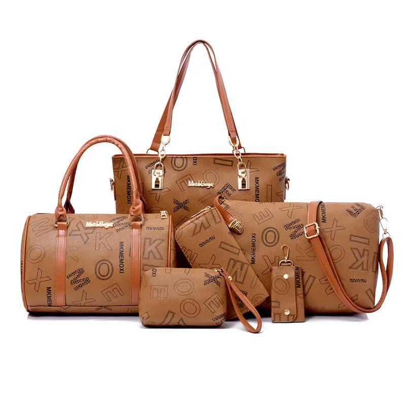 

Europe and the United States new 6pcs/set women's handbag shoulder bag cross pattern simple fashion tote bag itabag