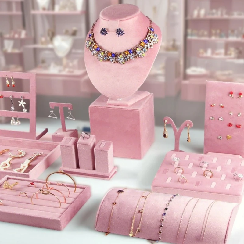 

Velvet Jewelry Display Holder Display Window Jewellery Stand Exhibitor Necklace Earring Rack Trinket Bracelet Ring Storage Shelf
