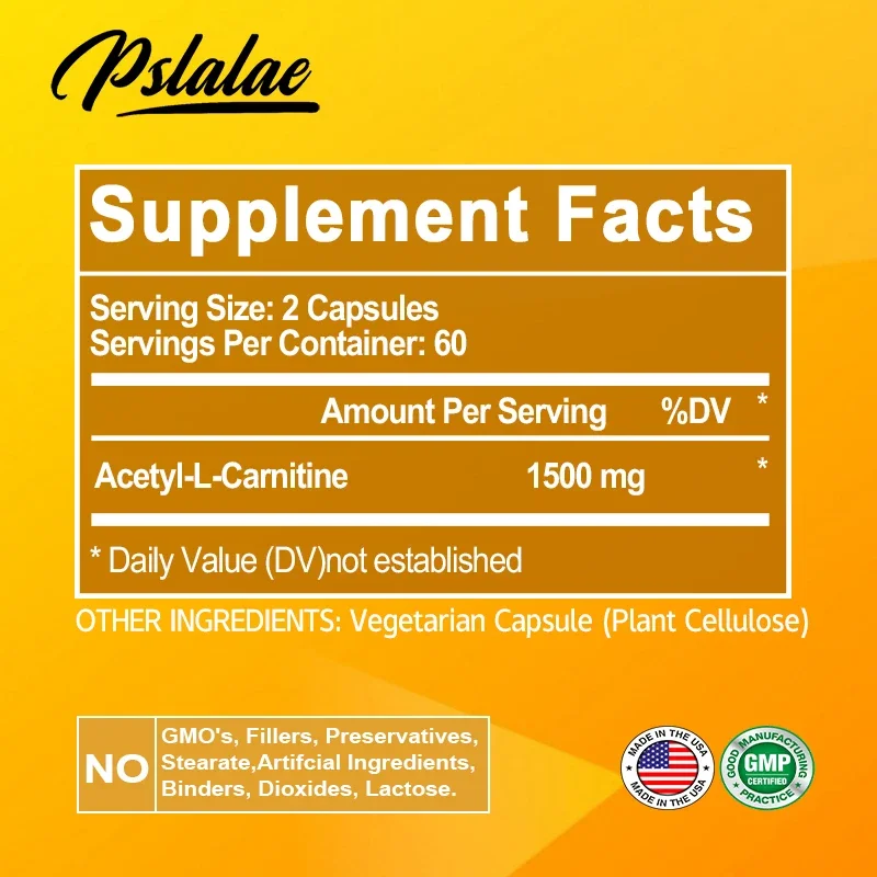 Acetyl-L-Carnitine Capsules - Promotes Brain and Nerve Cell Function, Promote Muscle Strength, Improves Memory and Concentration