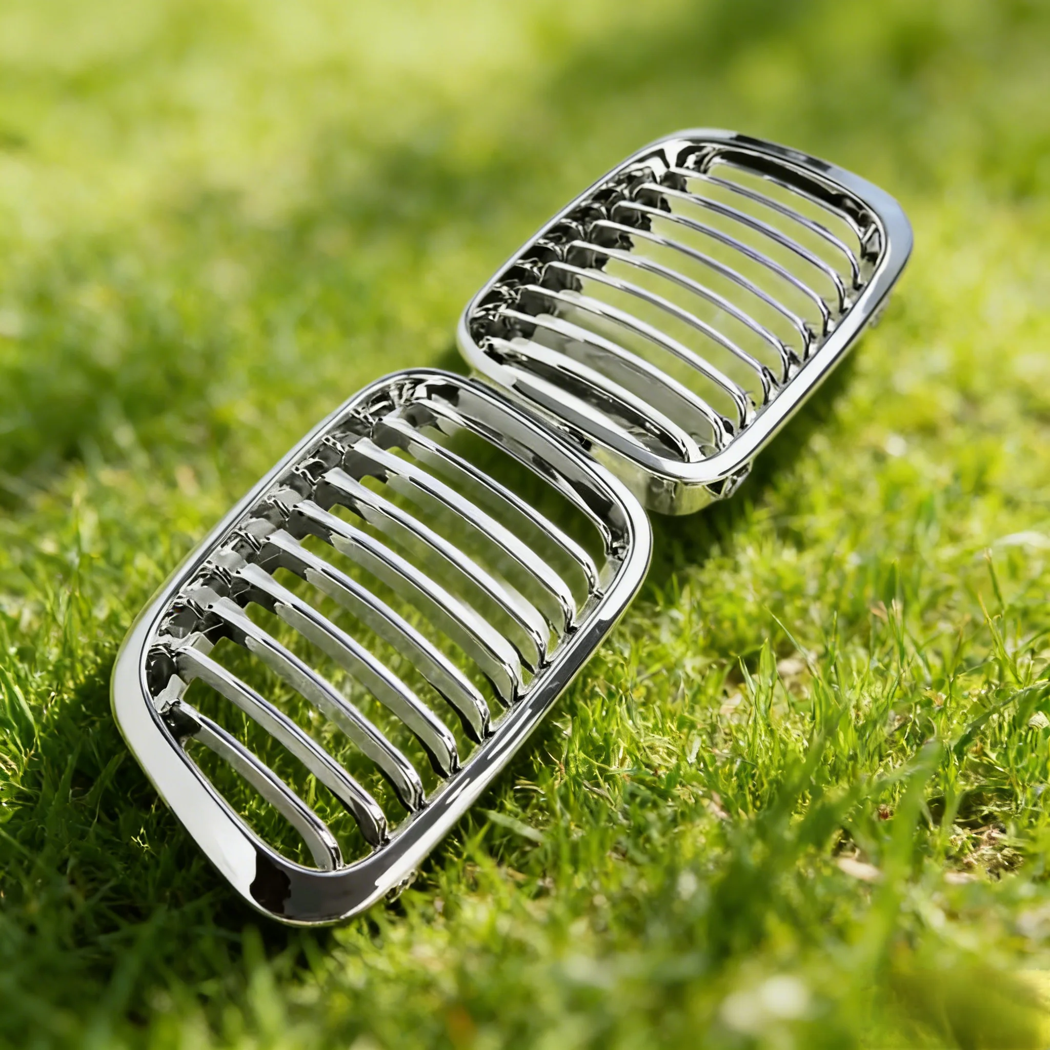 Front Hood Chrome Kidney Grille Fit For BMW E46 4 Door Sedan 1998-2001 Single Slat Chrome Plated Intake Grille Replacement - view 2