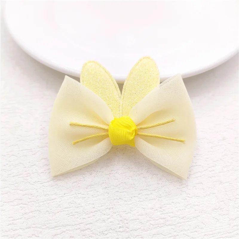 20Pcs Mesh Bowknot Rabbit Ear Applique per fai da te Baby Hair Clip Hat Headwear artigianato patch Decor Ornament accessori di abbigliamento