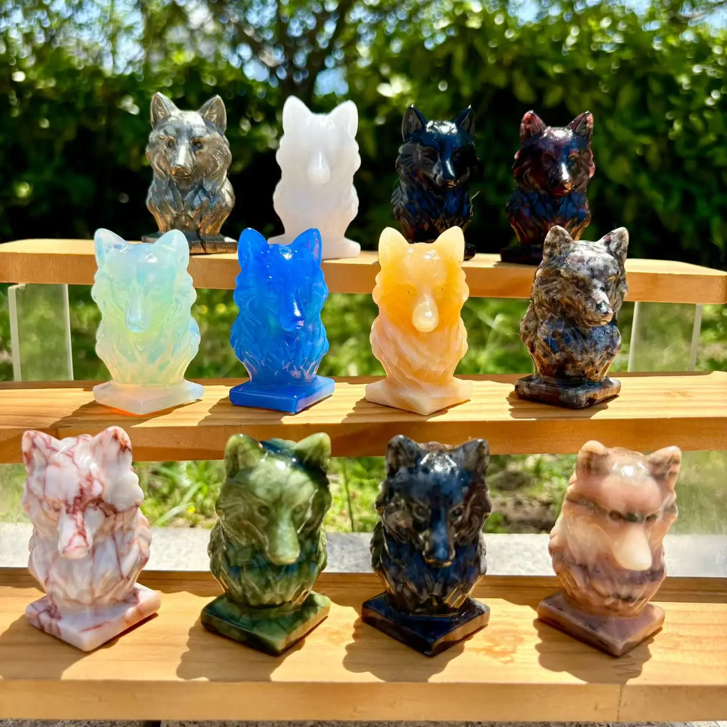 6cm Natural Quartz Stone Wolf Head Carving - Healing Mineral Polished Home Decor Ornament Gift-Quality Animal Figurine