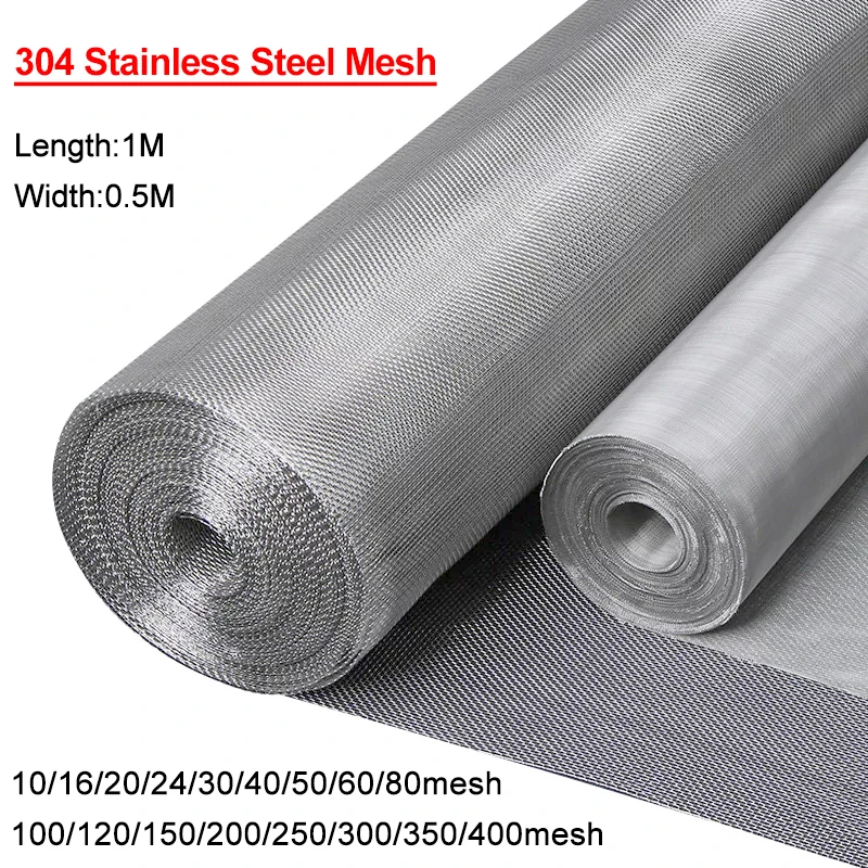 50x100cm Food Grade 304 Stainless Steel Metal Filter Mesh,10-400 Mesh Home Kitchen Water Oil Bean Powder Filtration Screen