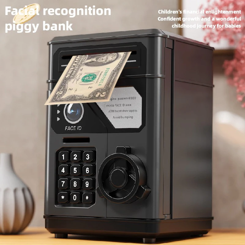 Children's Piggy Bank Automatic Sensing Roll Money ATM Saving Safe, Intelligent Electric Finger Password Piggy Bank Money Box - view 3