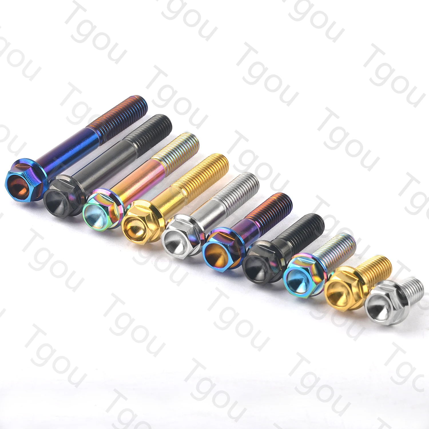 Tgou Titanium Bolt M8x15/20/25/30/35/40/45/50/55/60/65mm Flange Hex Head Screw for Motorcycle 8pcs