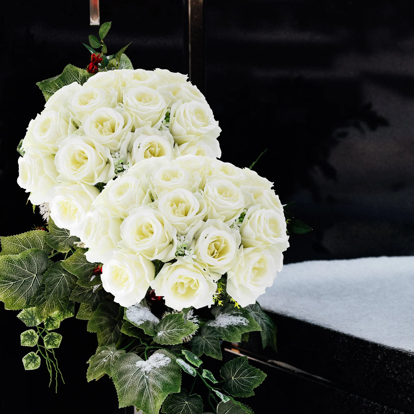 

Grave Flowers for Cemetery Simulated Rose Immortal Artificial Memorial Day Decorations White Silk Cloth