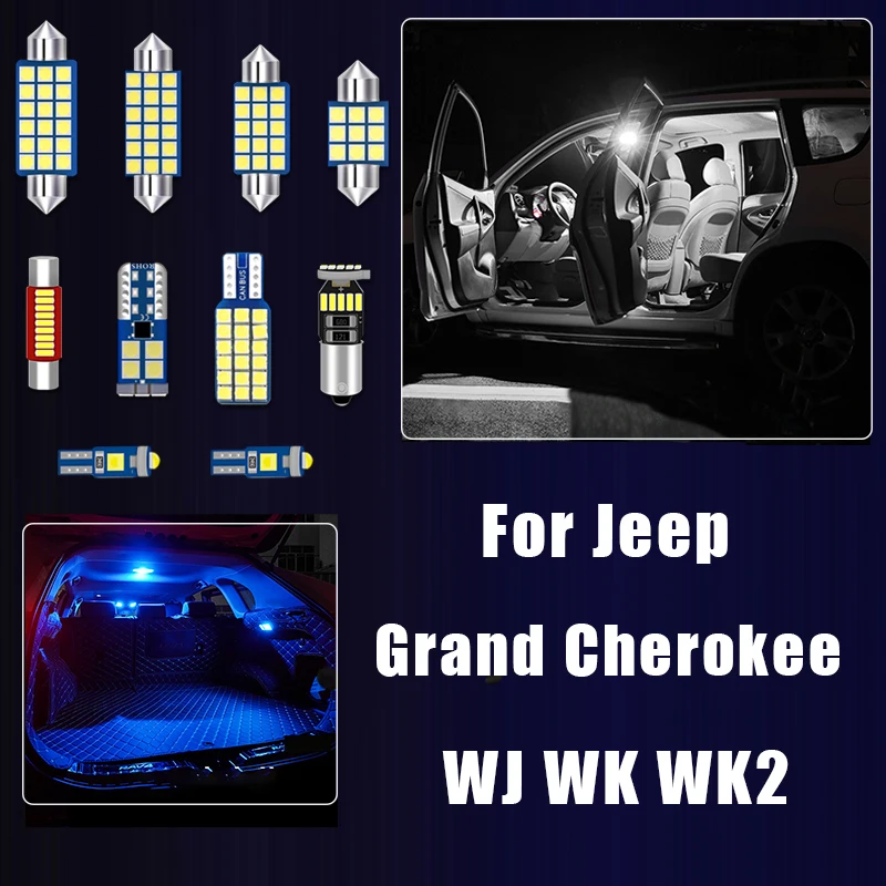

For Jeep Grand Cherokee WJ WK WK2 1999- 2018 2019 2020 2021 Car LED Interior Dome Lights Vanity Mirror Trunk Light Accessories