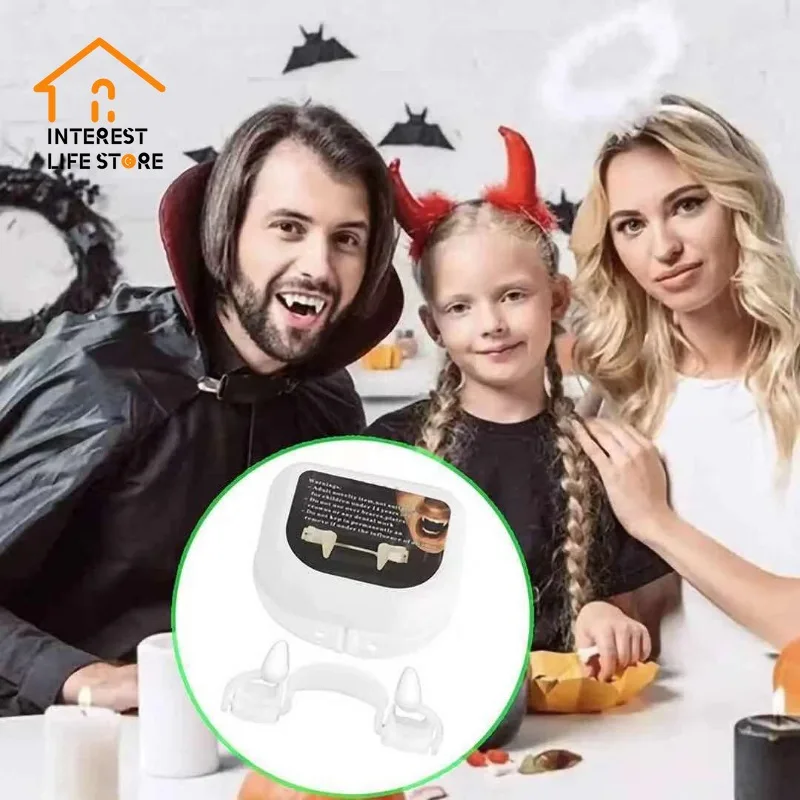 

New Halloween Retractable Vampire Teeth Decoration Teeth Fangs Dentures Silicone Braces Horror Cosplay False Prop Party Supplies