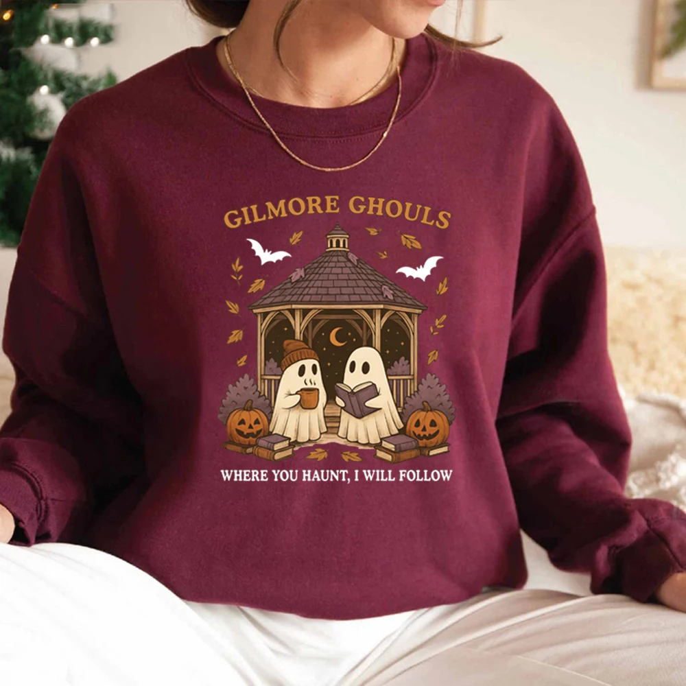 Gilmore Ghouls Sweatshirt Cute Ghost Halloween Sweatshirt Unisex Graphic Hoodies Spooky Fall Shirt Casual Long Sleeve Pullovers