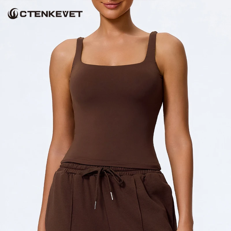 

Ctenkevet New Double Strap Yoga Vest Women Gym Quick-Dry Top Female U-Shaped Beautiful Back Tank Top Woman Running Tight Bra