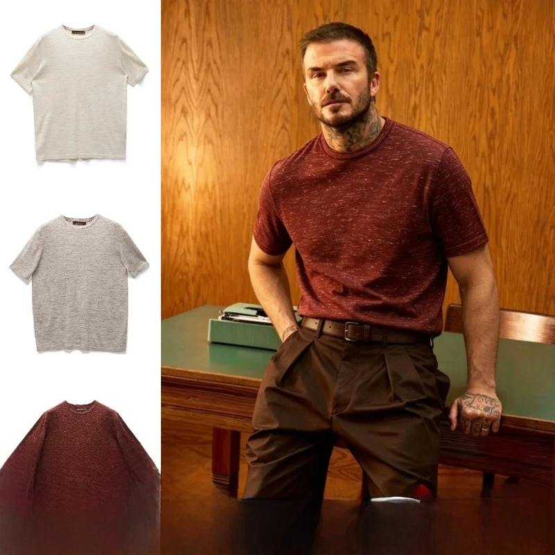 

Linen Men's T-shirt Short Sleeve Smooth Breathable Floral Embroidery Classic Style round Neck Spring Summer Top