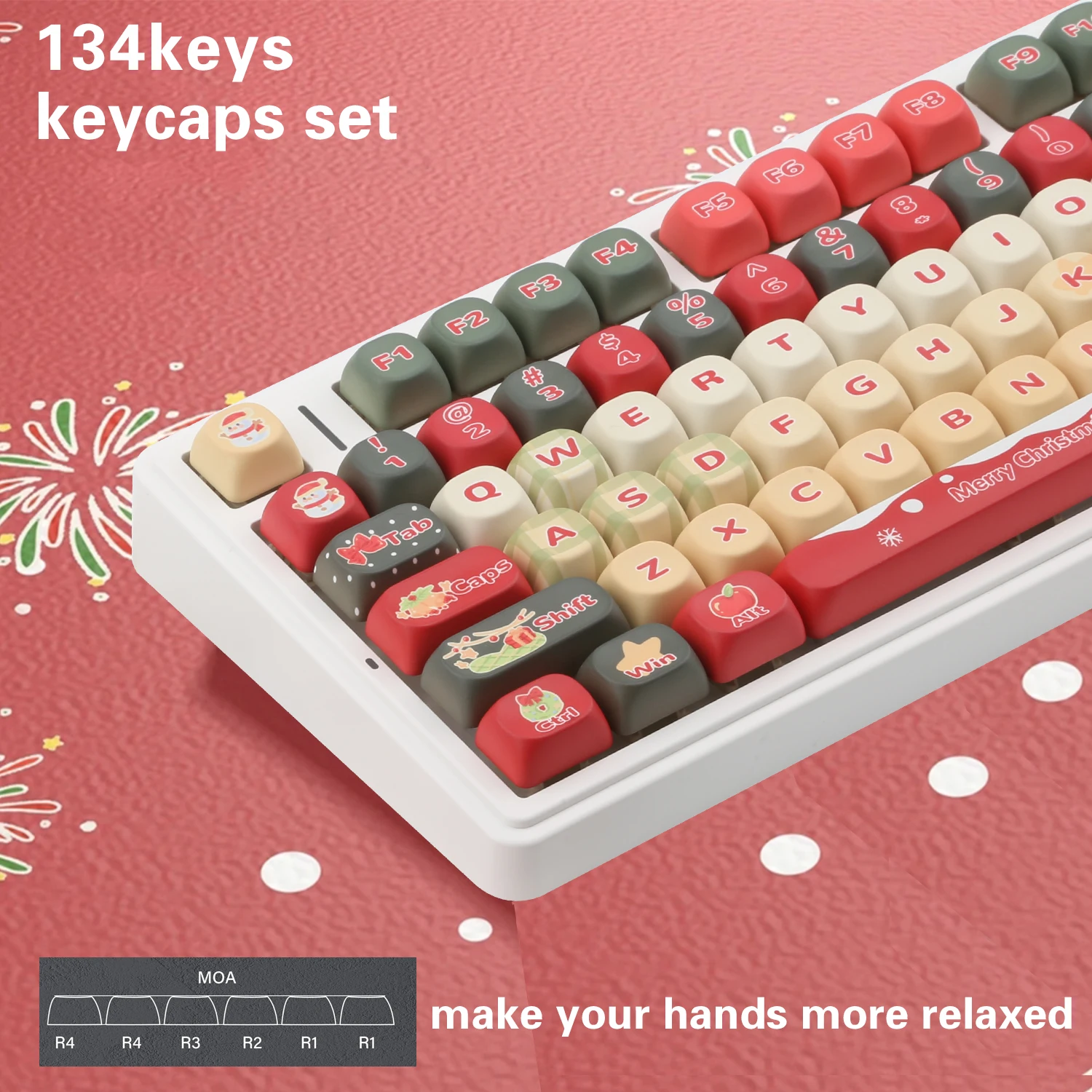 

Christmas MOA Round keycaps PBT keycap Set for Girl Custom Keyboard for Gateron Kailh Cherry Mx Switches ISO ANSI Custom Keycaps