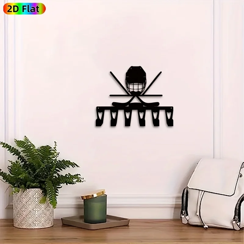 CIFBUY Retro Hockey Metal Wall Art Key Holder Waterproof Durable Iron Craft Decor For Entryway Living Room Bedroom Home Interior