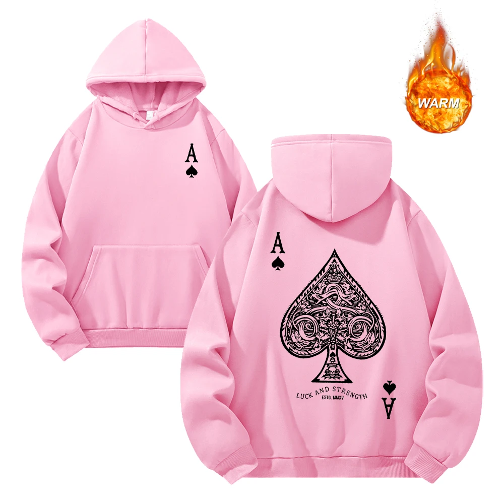 Men's Trendy Gothic Ace Of Spades Print Hoodies Everyday Street Style Commuter Sweatshirt Autumn Warm Loose Casual Sportswear