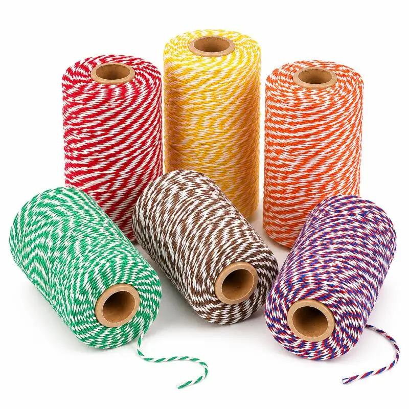 2mm 100M Makramee-Schnur Baumwollseil Bastelgarn DIY Farbiger Faden Gedrehte Kordel Handgemachte Nähgarnitur für Heim- und Hochzeitsdekoration – Detail 3