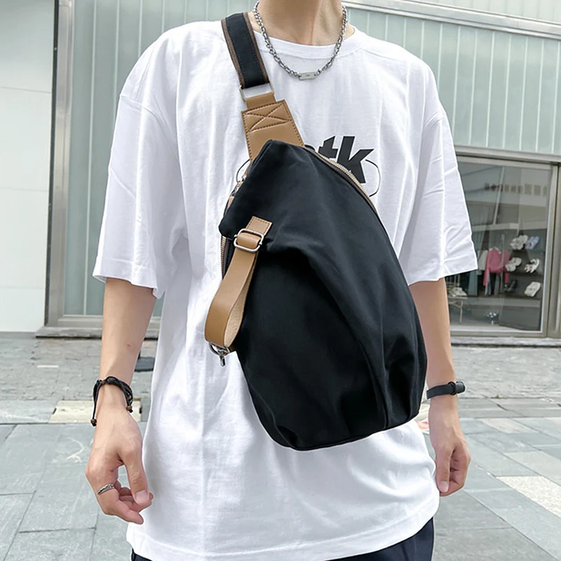 Male\'s Vintage Chest Bag Fashion Solid Color Single Shoulder Bags Waterproof Oxford Crossbody Bags New Multifunction Bag XA143C