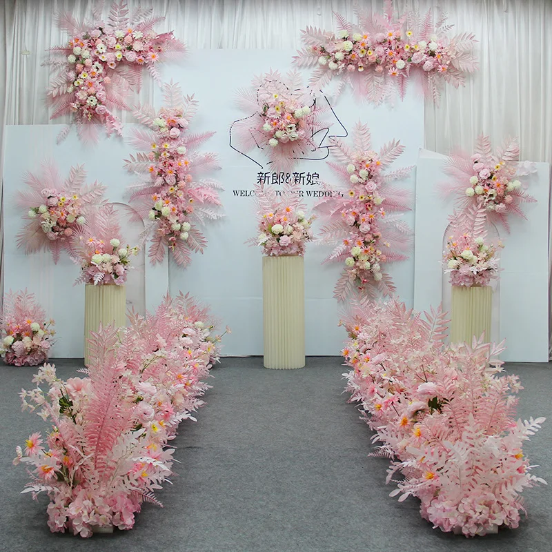 Custom Pink Series Wedding Floral Arrangement, Artificial Row, Table Flower, Road Lead, T Stage Backdrop, CornerBall