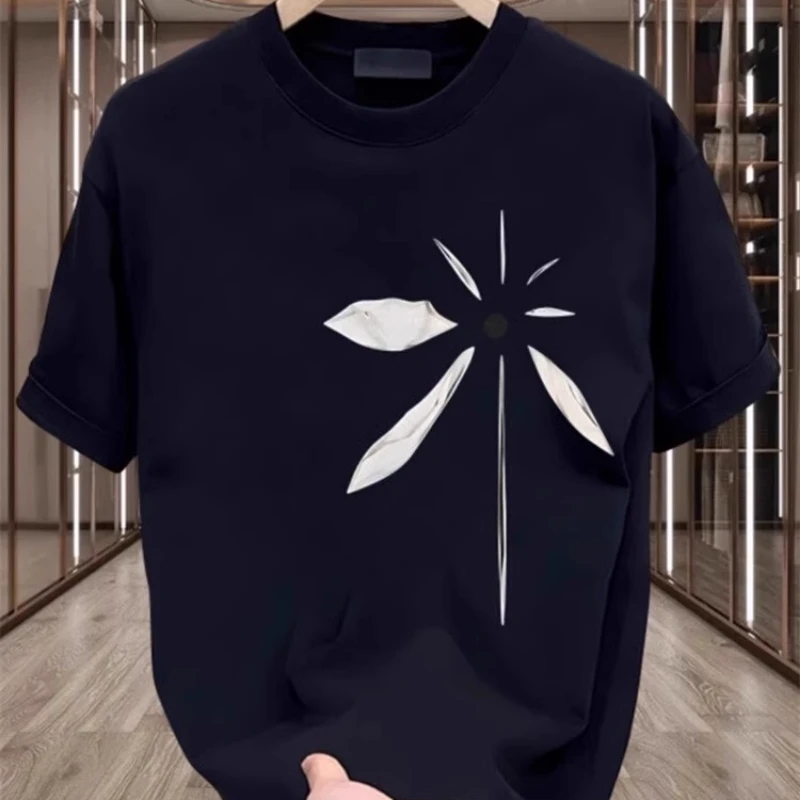 High-end new fashion leaf shape unisex comfortable 100% cotton short-sleeved T-shirt