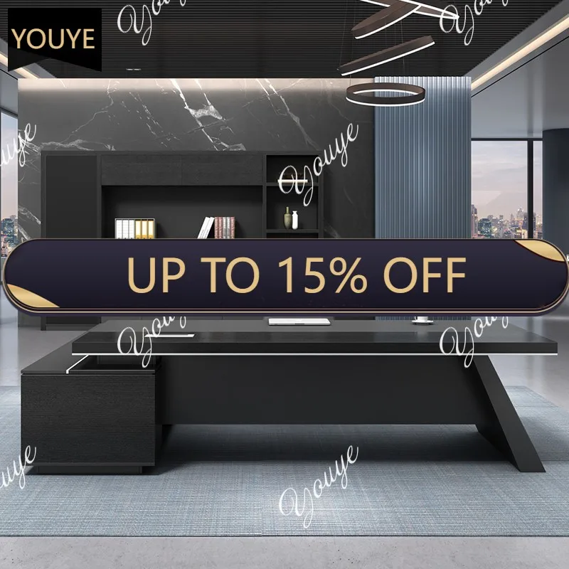 Q Workstation Large Storage Office Desk Work Chair Set Executive Reception Organizer Table Study L Shaped Escritorio Furniture