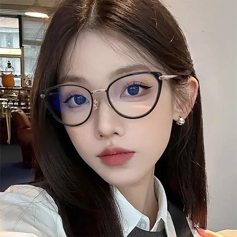 Anti-Strahlung-Cat-Eye-Brille für Damen und Herren, ästhetische Brille, austauschbare Linse, Brillengestelle, Retro-Brille