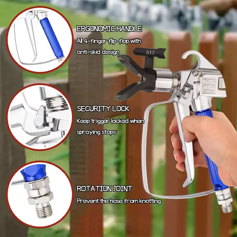 Airless Spray Gun Kit High Pressure 3600PSI with 5 Spray Tips 211/313/415/517/623, 5 Filters and 5 Seals for Paint Sprayer image 5