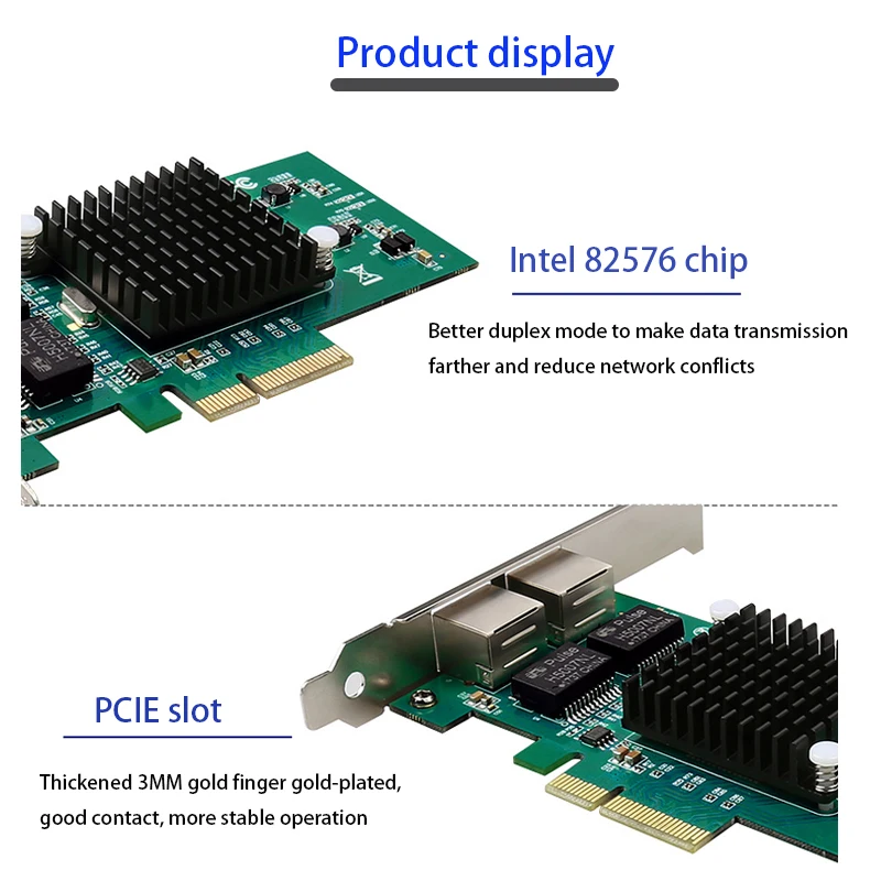 Imagem -03 - Placa de Rede Gigabit 82576 Acessórios de Computador Pci-e 10 100 1000mbps para Jogos Ethernet Adaptador de Lan Rj45 Adaptativo