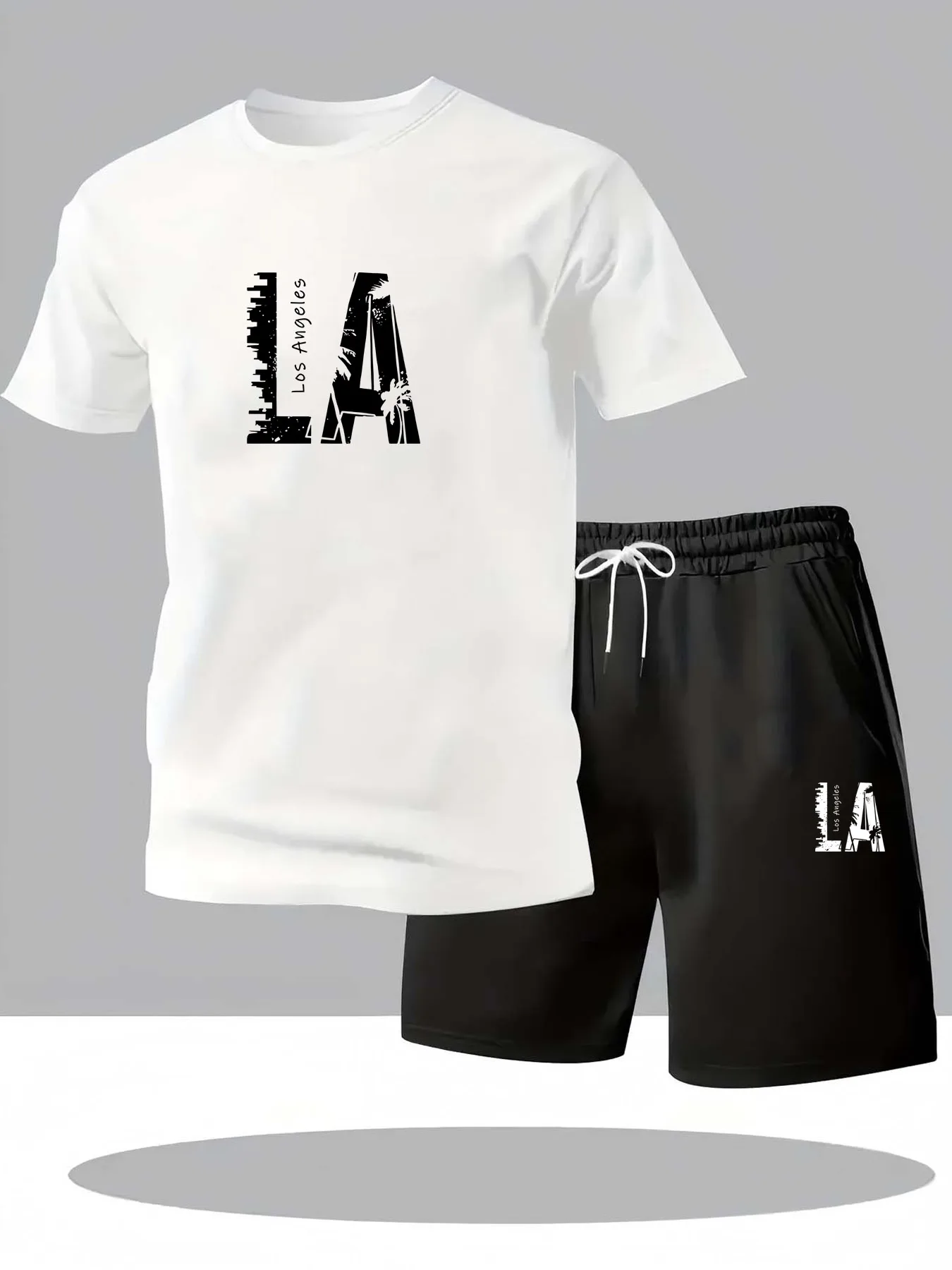 

Two-Piece Set Breathable Men's Fashion Workout Tracksuit T-Shirt Shorts Comfortable Active Wear Clothing