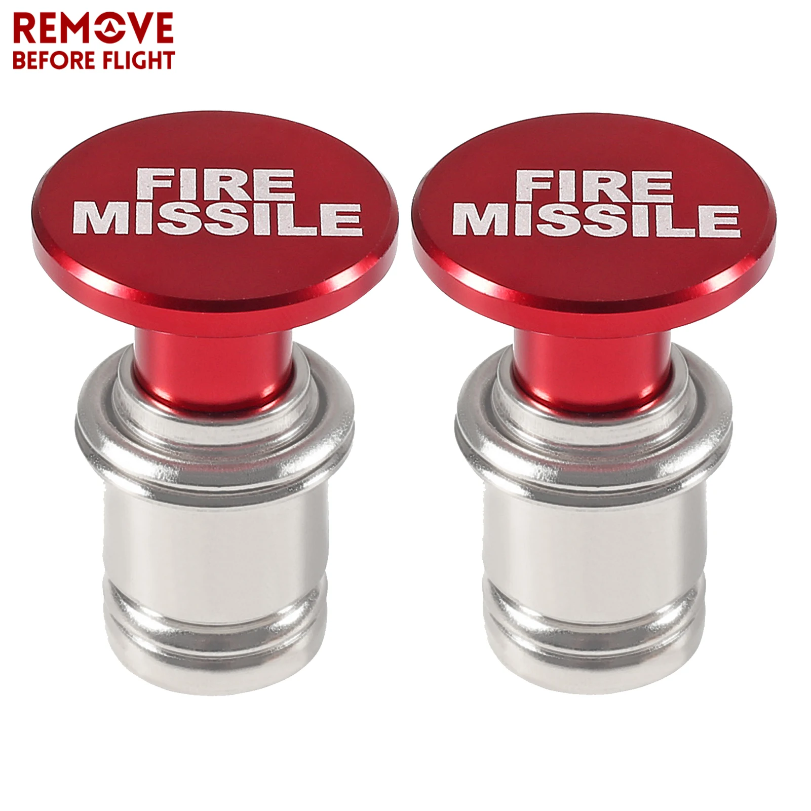 

2 PC Red Fire Missile Aluminum Dustproof Plug Billet Button 12V Replacement Accessory Anodized Aluminum Decoration Suit for Cars