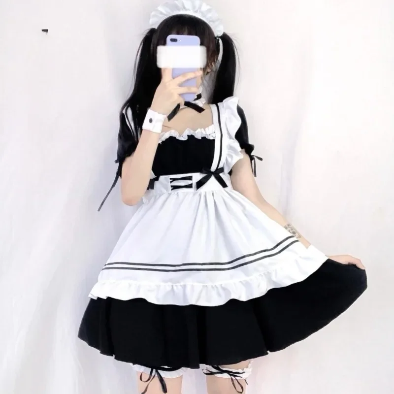 

Black White Lolita Maid Costume Cosplay Costumes Cute Dress Sexy French Apron Uniform Cafe Maid Party Skirt Women's Clothing