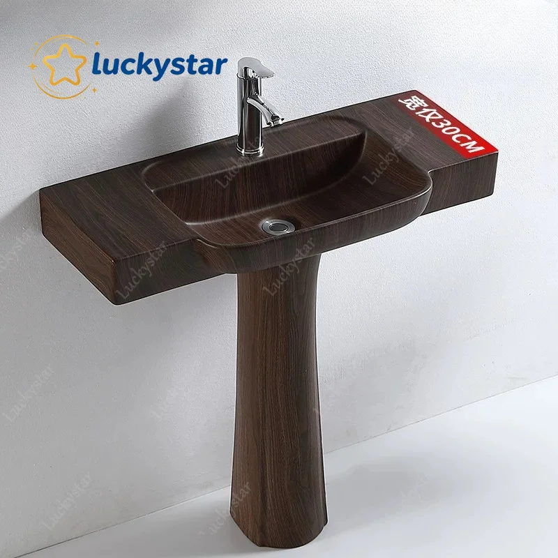 Floor-to-ceiling column wash basin ceramic integrated extremely narrow retro mini small apartment wash basin