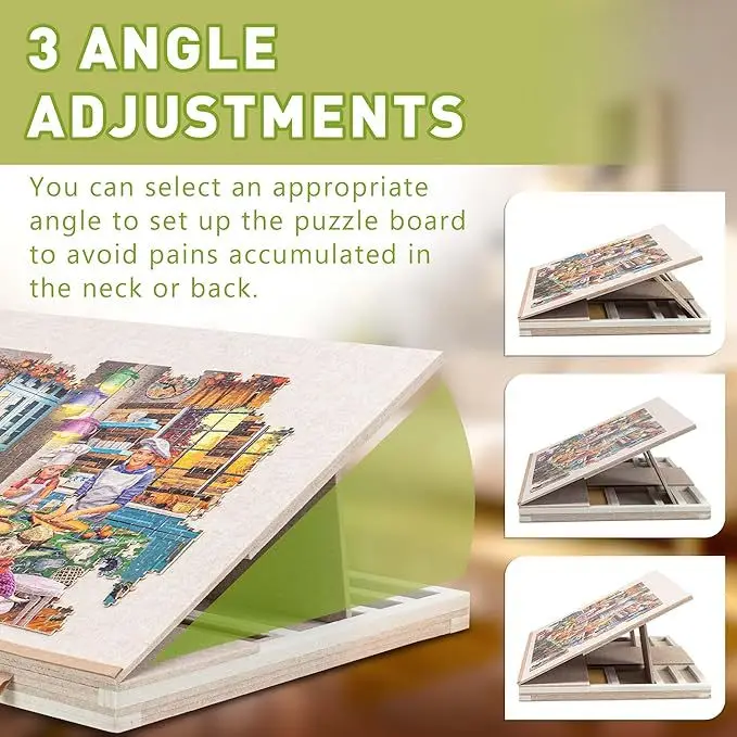 Jigsaw Puzzle Board Foldable Table with Stand Lid 4-Drawer Storage Organizer 1500-Piece Puzzles Portable Activity Mat for Adults