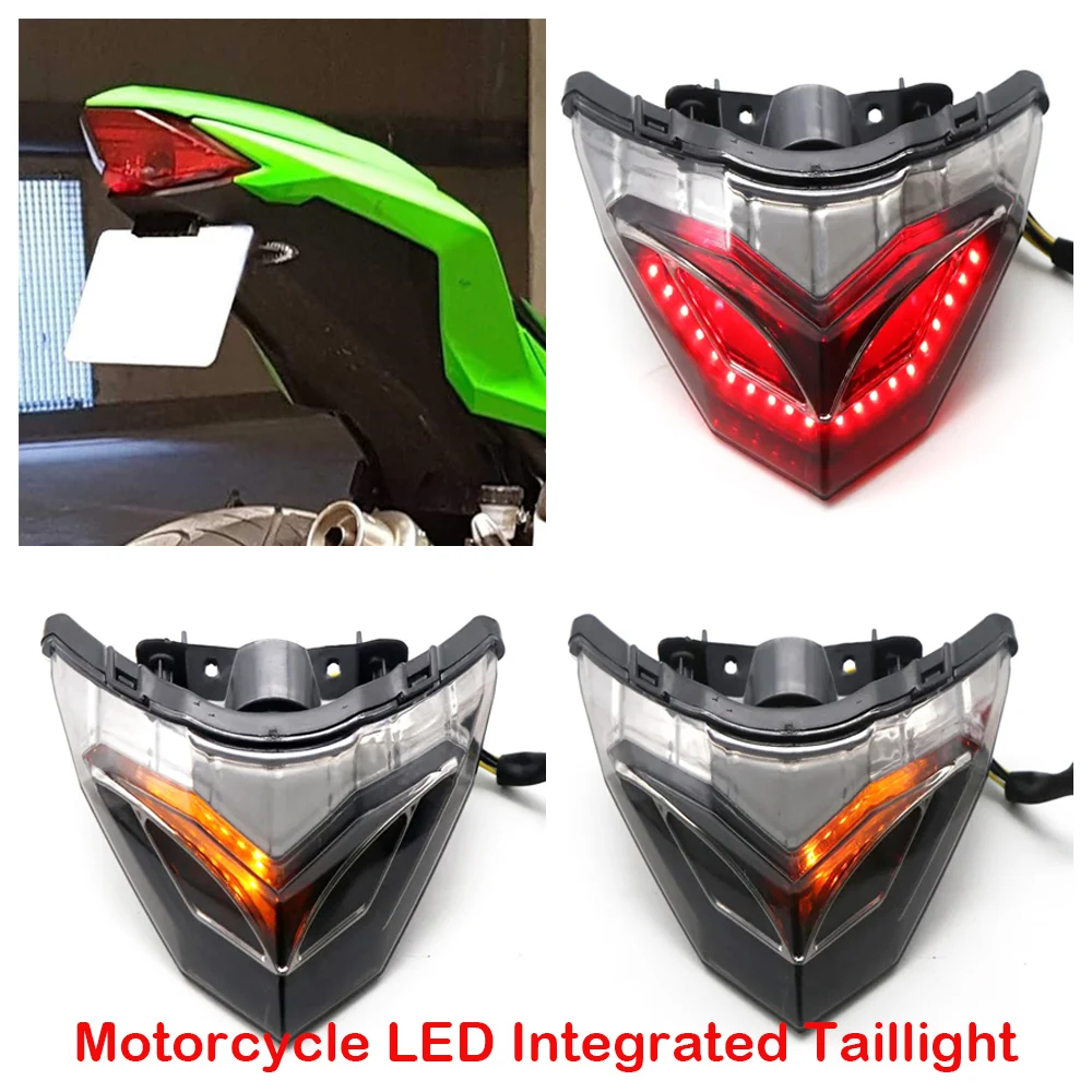 

Fits for Kawasaki Ninja 250 300 ABS Z250 Z300 2013-2017 Motorcycle TailLight Rear Brake & Turn Signal Integrated LED Tail Lights